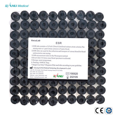 Sedimentazione superiore nera Rate Tube dell'eritrocito 13x75mm 1.6ml sterile